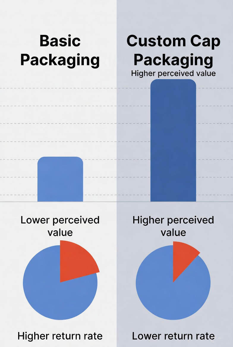 Custom cap packaging increases perceived value and reduces return rates