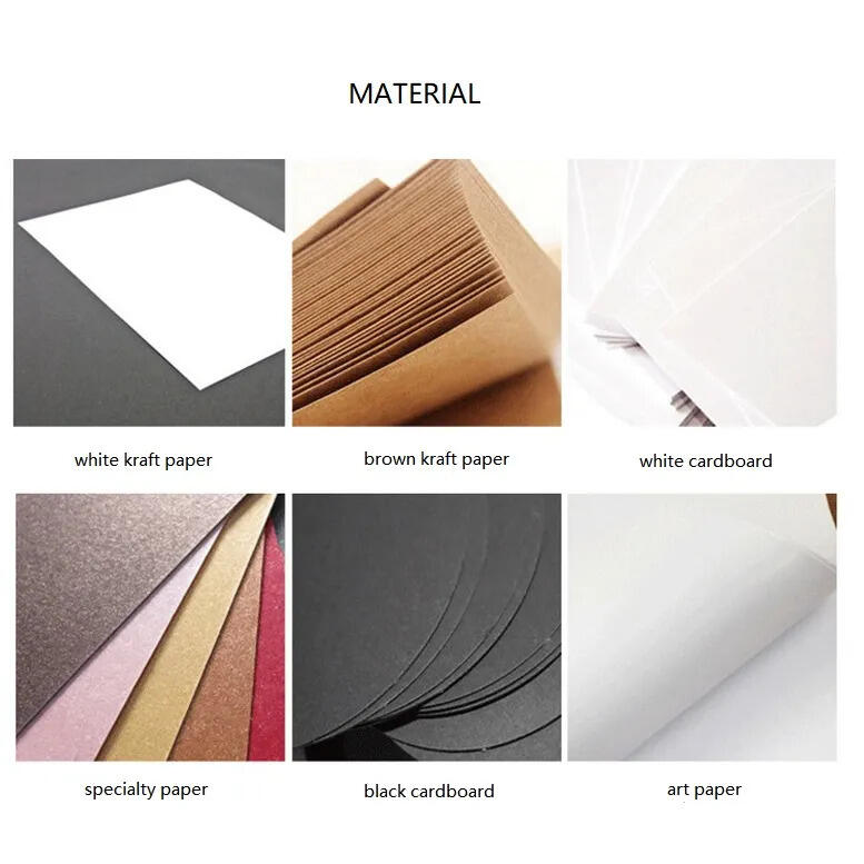 Food packaging paper material options including kraft paper and white cardboard