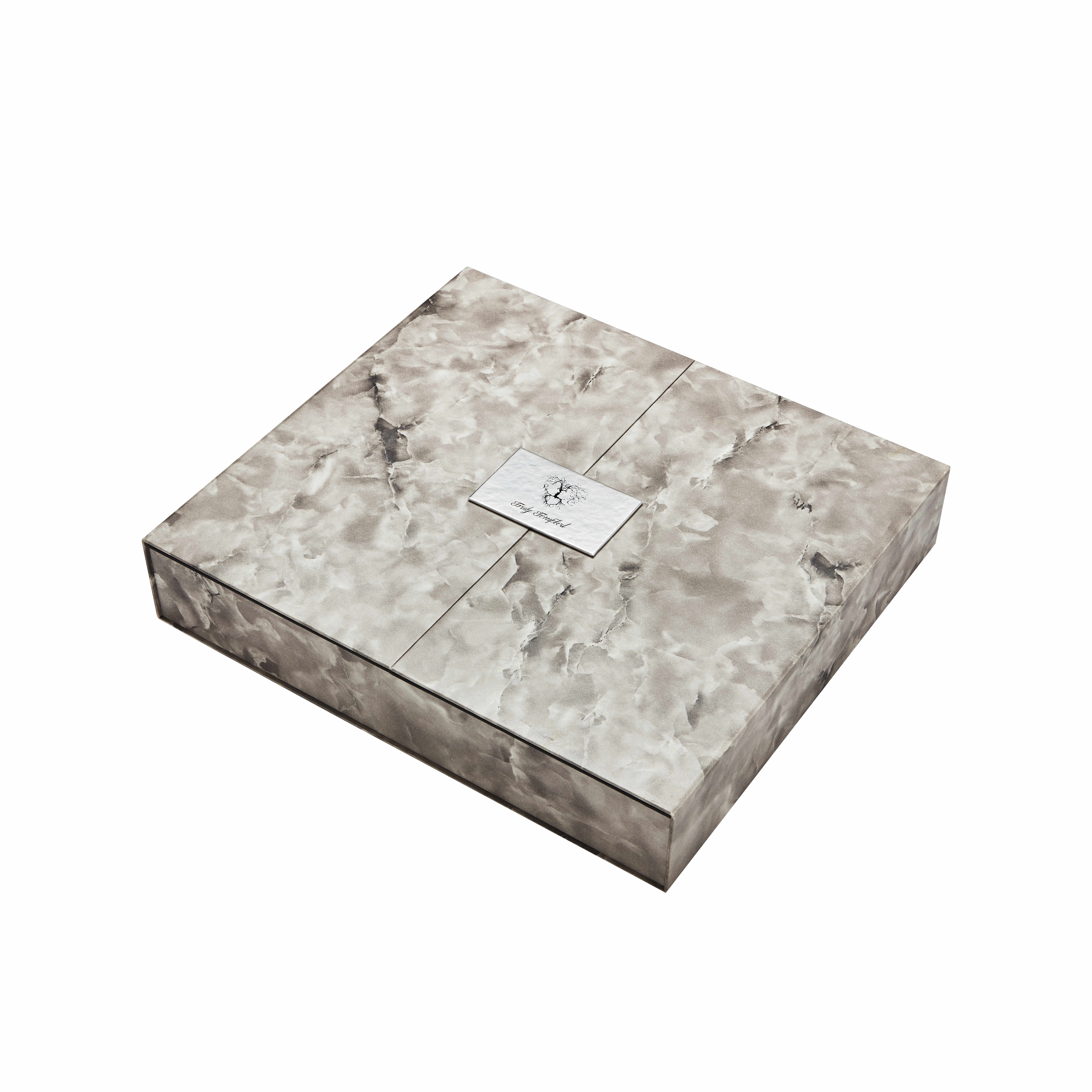 Luxury Double Door Magnetic Rigid Box with Marble Finish & Satin Lining
