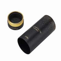    Luxury black texture paper custom foil logo UV rigid tube for body spray