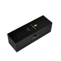 Custom Design Foil logo Magnetic Closure Rigid Black PU leather 750ml Wine Bottle Packaging Box With EVA Foam Insert