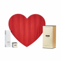 Luxury Red Heart-Shaped Rigid Lid and Base Box in PU Leather | Premium Skincare Gift Packaging