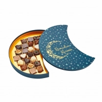 Premium Moon-Shaped Ramadan Chocolate Box | Gold Foil | Food-Grade