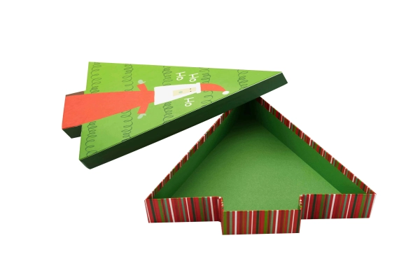 Elegant Christmas Tree-Shaped Rigid Lid and Base Box for Gift Packaging
