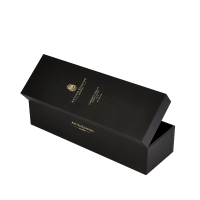 Custom Design Foil logo Magnetic Closure Rigid Black PU leather 750ml Wine Bottle Packaging Box With EVA Foam Insert