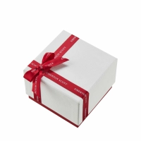 Luxury Custom Red & White Rigid Lid and Base Jewelry Box with Ribbon Bow