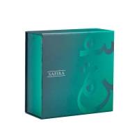 Luxury Teal Blue Magnetic Rigid Box with Illustrated Lining and Velvet Interior