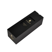 Custom Design Foil logo Magnetic Closure Rigid Black PU leather 750ml Wine Bottle Packaging Box With EVA Foam Insert