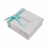 White Skincare Rigid Lid and Base Box with White EVA Wrapped Insert & Ribbon Bow
