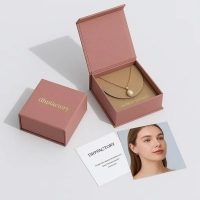 Customized Gold Foil Logo Flip Top Magnetic Rigid Paperboard Jewelri Box With Velvet Envelope For Jewellery