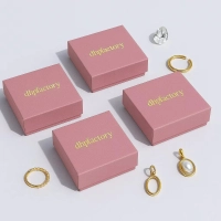 Customized Gold Foil Logo Flip Top Magnetic Rigid Paperboard Jewelri Box With Velvet Envelope For Jewellery