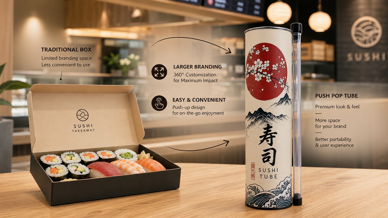 sushi pop up tube vs traditional packaging
