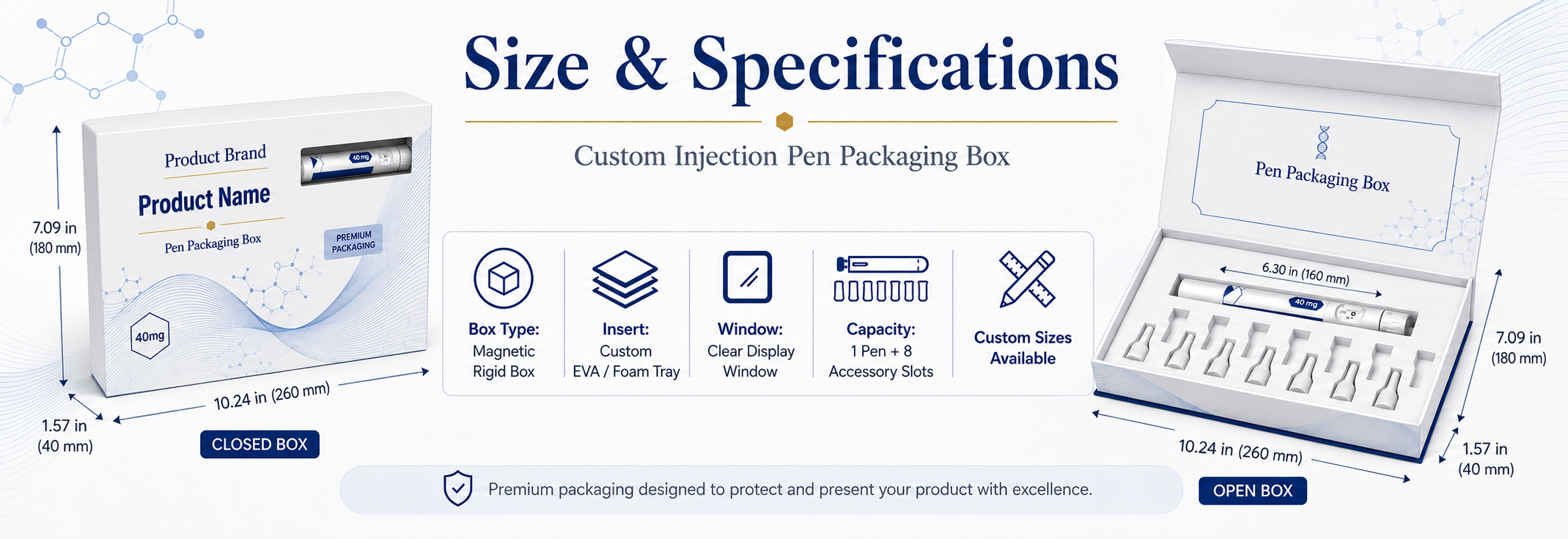 Custom Peptide Injection Pen Packaging Box - Luxury Rigid Pen Box